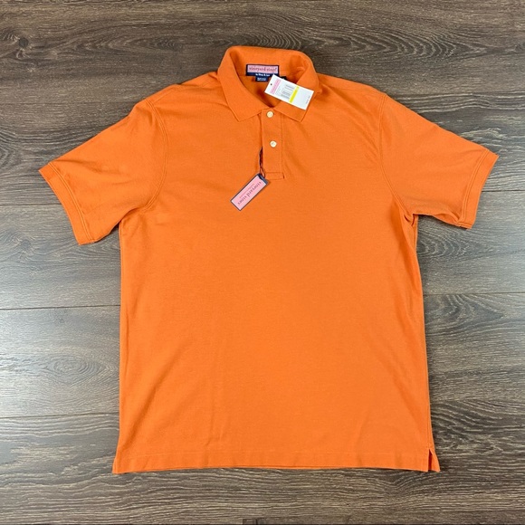 Vineyard Vines Men’s Business Casual Solid Burnt Orange Polo Shirt Size M NEW - Picture 1 of 5